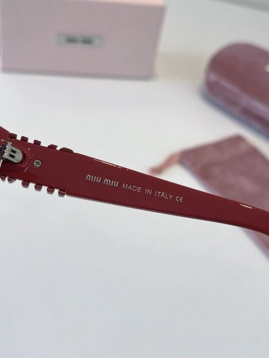 Miu Miu Red Oval Sunglasses with Dark Lonses main image 9